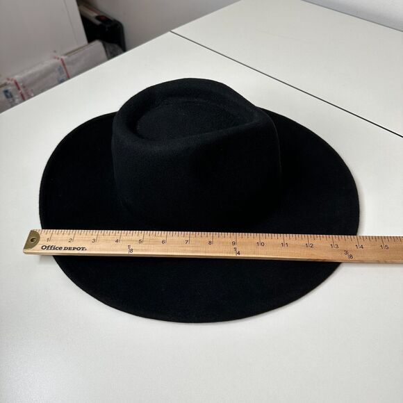 NWOT Sturdy Black Teardrop Round Wide Brim Wool Fedora Unisex - Picture 9 of 15